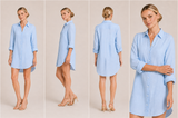 Amelia Linen Dress Shirt - Blue
