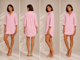 Amelia Linen Dress Shirt - Pink