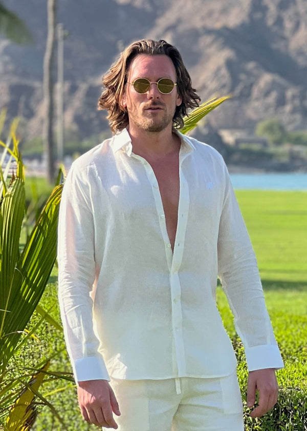 Laos Long Sleeve Linen Shirt - Oyster