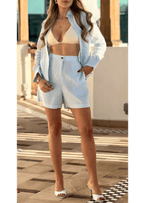 PIETER PETROS ® Linen Ladies Set - Light Blue Linen Ladies Set - Very Comfortable - Perfect for the Beach Peter Petros peterpetros PieterPetros sustainable luxury fashion designer brand natural fabrics natural fashion