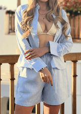 PIETER PETROS ® Linen Ladies Set - Sky Blue Linen Ladies Set - Very Comfortable - Perfect for the Beach Peter Petros peterpetros PieterPetros sustainable luxury fashion designer brand natural fabrics natural fashion