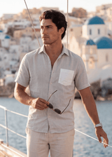 PIETER PETROS PP Shirts Bliss Linen Shirt - Grey PIETER PETROS | PP Bliss Linen Shirt — Grey | Men's Luxury Linen Peter Petros peterpetros PieterPetros sustainable luxury fashion designer brand natural fabrics natural fashion
