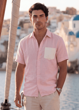 PIETER PETROS PP Shirts Bliss Linen Shirt - Pink PIETER PETROS | PP Bliss Linen Shirt — Pink | Men's Luxury Linen Peter Petros peterpetros PieterPetros sustainable luxury fashion designer brand natural fabrics natural fashion