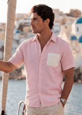PIETER PETROS PP Shirts Bliss Linen Shirt - Pink PIETER PETROS | PP Bliss Linen Shirt — Pink | Men's Luxury Linen Peter Petros peterpetros PieterPetros sustainable luxury fashion designer brand natural fabrics natural fashion