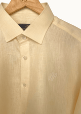 PIETER PETROS PP Shirts Laos Short Sleeve Linen Shirt - Beige Cream PIETER PETROS | PP LINEN SHIRT LAOS - SHORT SLEEVE - BEIGE CREAM Peter Petros peterpetros PieterPetros sustainable luxury fashion designer brand natural fabrics natural fashion