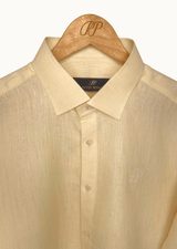 PIETER PETROS PP Shirts Laos Short Sleeve Linen Shirt - Beige Cream