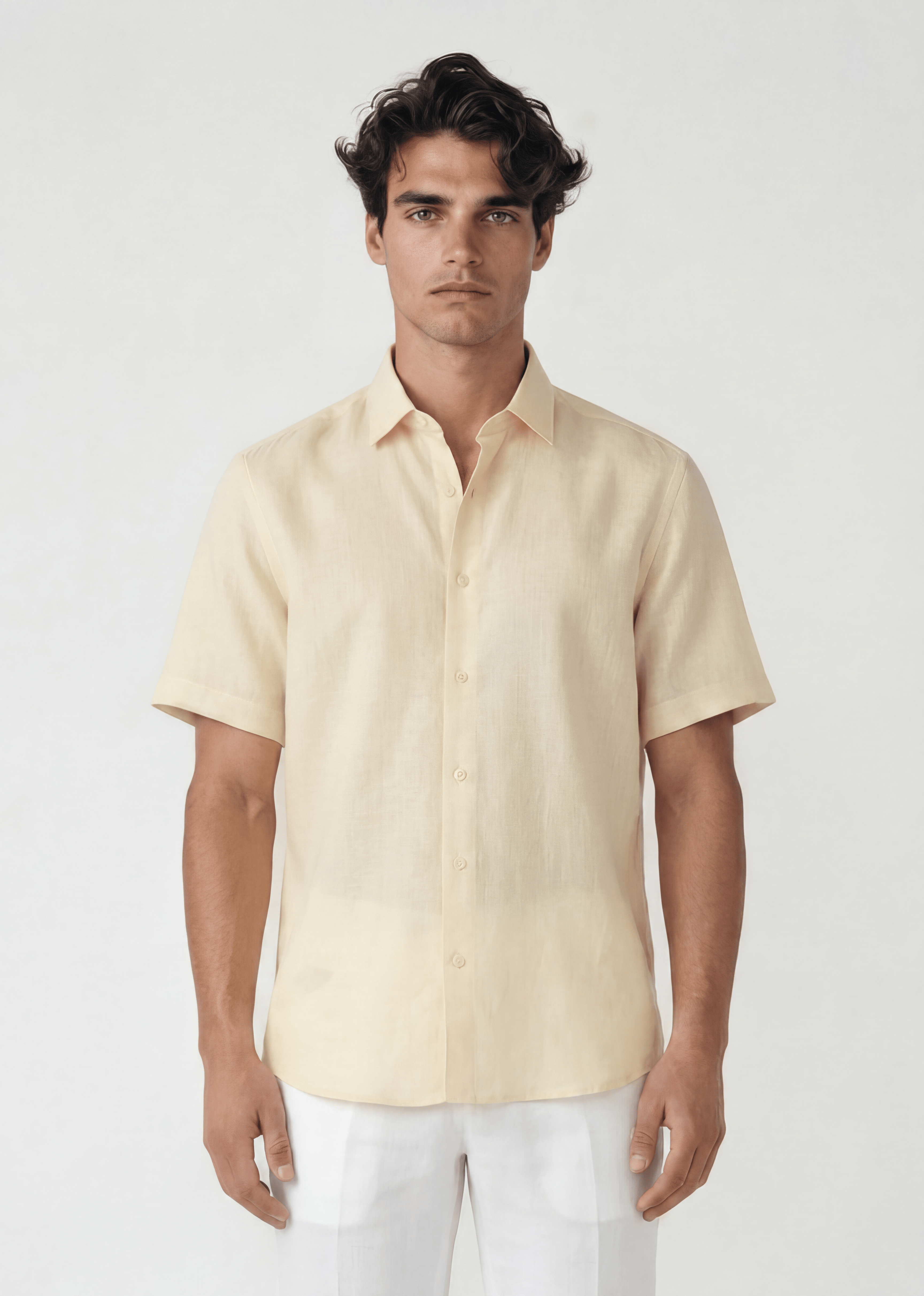 PIETER PETROS | PP LINEN SHIRT LAOS - SHORT SLEEVE - BEIGE CREAM