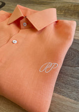 PIETER PETROS PP Shirts Laos Short Sleeve Linen Shirt - Coral Orange
