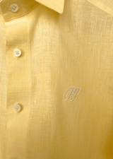 PIETER PETROS PP Shirts Laos Short Sleeve Linen Shirt - Lemon Yellow PIETER PETROS | PP LINEN SHIRT LAOS - SHORT SLEEVE - LEMON YELLOW Peter Petros peterpetros PieterPetros sustainable luxury fashion designer brand natural fabrics natural fashion