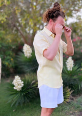 PIETER PETROS PP Shirts Laos Short Sleeve Linen Shirt - Lemon Yellow