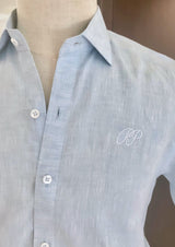 PIETER PETROS PP Shirts Laos Short Sleeve Linen Shirt - Light Blue