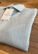 PIETER PETROS PP Shirts Laos Short Sleeve Linen Shirt - Light Blue