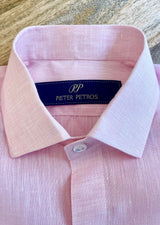 PIETER PETROS PP Shirts Laos Short Sleeve Linen Shirt - Pink PIETER PETROS | PP LINEN SHIRT LAOS - SHORT SLEEVE - PINK Peter Petros peterpetros PieterPetros sustainable luxury fashion designer brand natural fabrics natural fashion