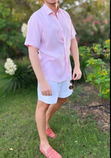 PIETER PETROS PP Shirts Laos Short Sleeve Linen Shirt - Pink