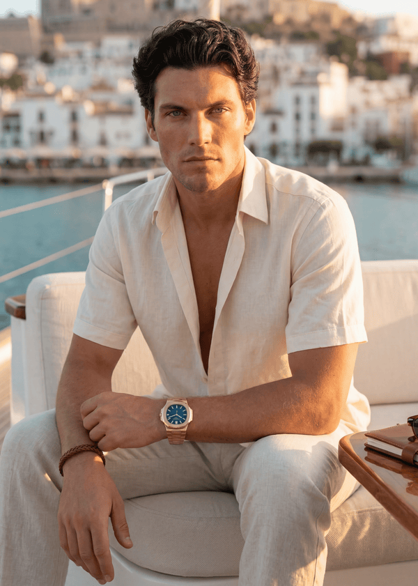 PIETER PETROS PP Shirts Laos Short Sleeve Linen Shirt - Vanille PIETER PETROS | PP LINEN SHIRT LAOS - SHORT SLEEVE - CORAL ORANGE Peter Petros peterpetros PieterPetros sustainable luxury fashion designer brand natural fabrics natural fashion