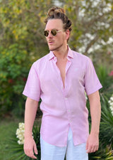 PIETER PETROS PP Shirts Laos Short Sleeve Linen Shirt - Violet
