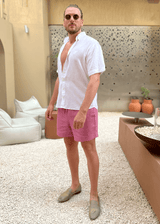 PIETER PETROS PP swim shorts PP swim shorts - Roosewood Pink PIETER PETROS | PP SWIM SHORTS - ROOSEWOOD PINK Peter Petros peterpetros PieterPetros sustainable luxury fashion designer brand natural fabrics natural fashion