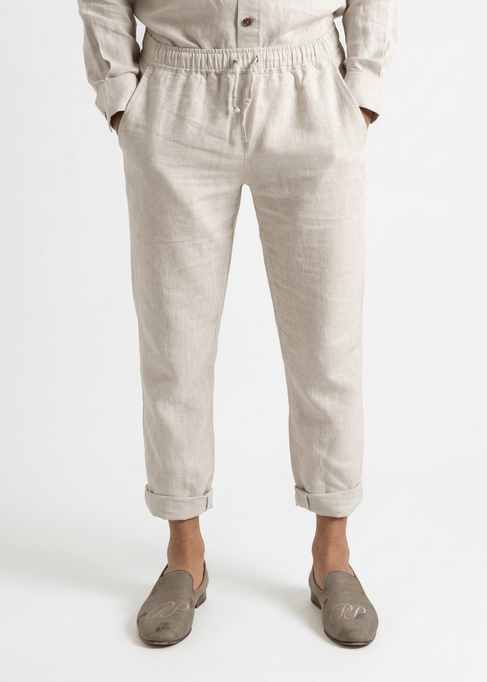 PIETER PETROS | PP CASUAL LINEN TROUSERS - OATMEAL – PIETER PETROS ®