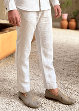 PIETER PETROS PP Trousers PP Casual Linen Trousers - Oatmeal PIETER PETROS | PP CASUAL LINEN TROUSERS - OATMEAL Peter Petros peterpetros PieterPetros sustainable luxury fashion  designer brand  natural fabrics natural fashion