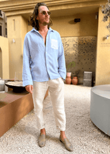 PIETER PETROS PP Trousers PP Casual Linen Trousers - Oatmeal PIETER PETROS | PP CASUAL LINEN TROUSERS - OATMEAL Peter Petros peterpetros PieterPetros sustainable luxury fashion designer brand natural fabrics natural fashion