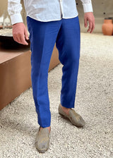 PIETER PETROS PP Trousers PP Trousers 100% Linen Sapphire Blue PIETER PETROS | PP TROUSERS - SAPPHIRE BLUE LINEN Peter Petros peterpetros PieterPetros sustainable luxury fashion designer brand natural fabrics natural fashion