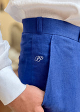 PIETER PETROS PP Trousers PP Trousers 100% Linen Sapphire Blue PIETER PETROS | PP TROUSERS - SAPPHIRE BLUE LINEN Peter Petros peterpetros PieterPetros sustainable luxury fashion designer brand natural fabrics natural fashion