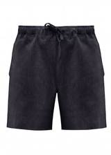 Black Pieter Petros tennis shorts made of 100% Belgian linen with drawstring waist, handmade in Dubai