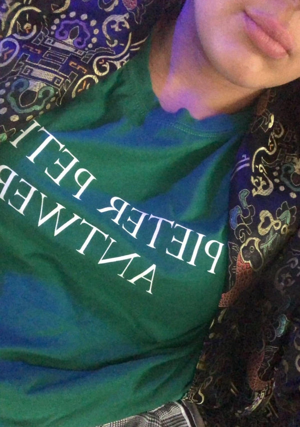 PIETER PETROS Pieter Petros T-shirts PP Tee Deep Sea HER PIETER PETROS | PP Tee Deep Sea | Cotton T-shirt Peter Petros peterpetros PieterPetros sustainable luxury fashion designer brand natural fabrics natural fashion