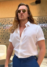 PIETER PETROS PP Shirts Laos Short Sleeve Linen Shirt - White
