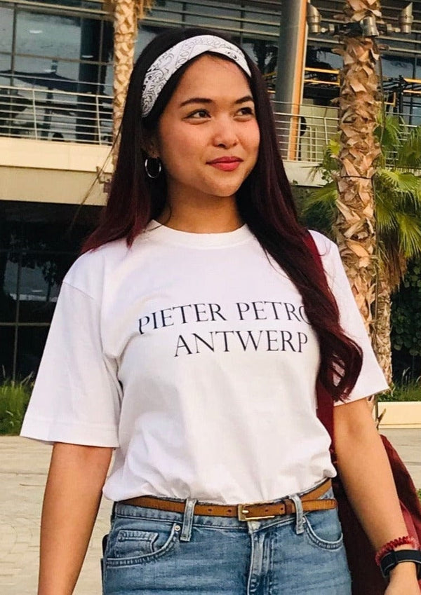 PIETER PETROS PP Tee White HER PIETER PETROS | PP Tee White | Cotton T-shirt Peter Petros peterpetros PieterPetros sustainable luxury fashion designer brand natural fabrics natural fashion