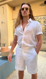 PIETER PETROS PP Trousers PP linen shorts - White