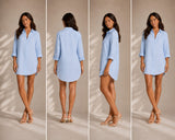 Amelia Linen Dress Shirt - Blue