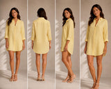 Amelia Linen Dress Shirt - Lemon