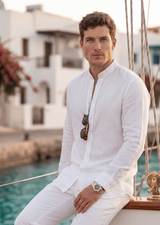 PIETER PETROS ® MALE linen shirt - White PP Male Linen Shirt — White | Men's Luxury Linen | PIETER PETROS Peter Petros peterpetros PieterPetros sustainable luxury fashion  designer brand  natural fabrics natural fashion