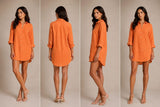 PIETER PETROS PP Shirts Amelia Linen Dress Shirt - Coral Orange PIETER PETROS | PP Amelia Linen Dress Shirt — Coral Orange | Women's Luxury Linen Peter Petros peterpetros PieterPetros sustainable luxury fashion  designer brand  natural fabrics natural fashion world finest linen