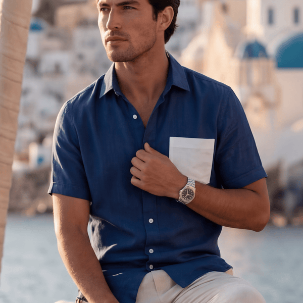 PIETER PETROS | PP Bliss Linen Shirt — Dark Blue | Men's Luxury