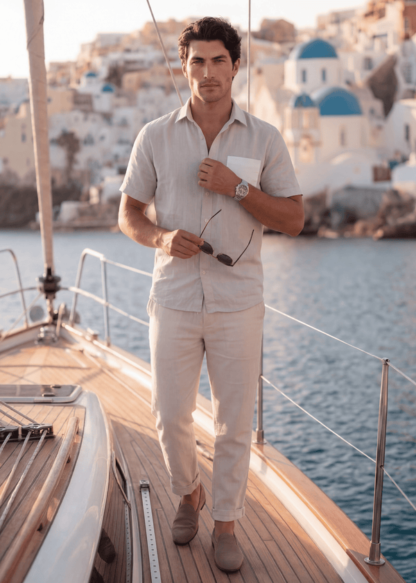 PIETER PETROS PP Shirts Bliss Linen Shirt - Grey PIETER PETROS | PP Bliss Linen Shirt — Grey | Men's Luxury Linen Peter Petros peterpetros PieterPetros sustainable luxury fashion  designer brand  natural fabrics natural fashion