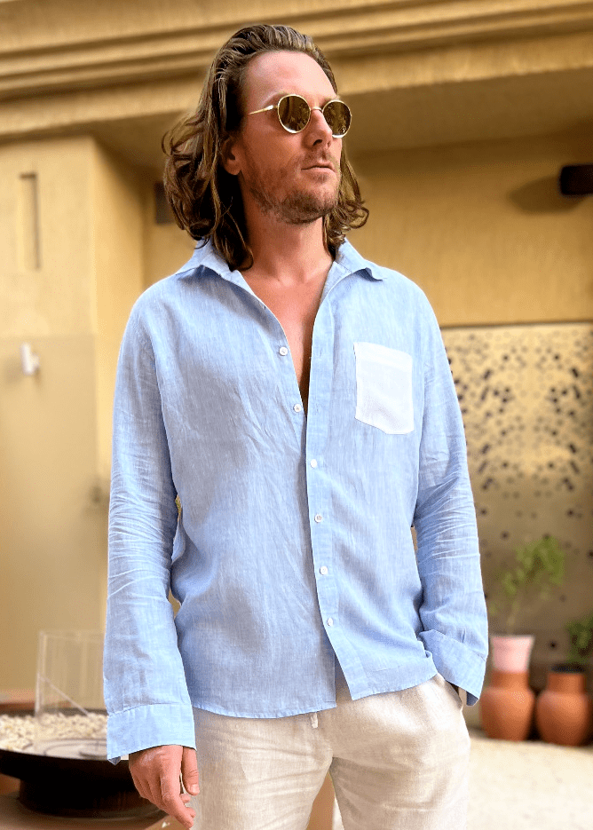 PIETER PETROS PP Shirts Bliss Linen Shirt - Sky Blue