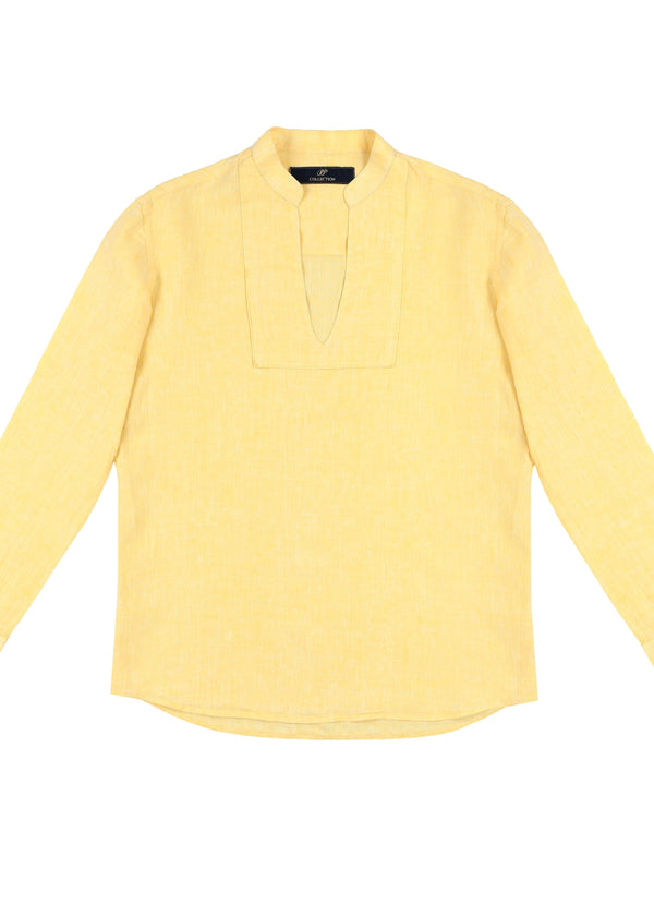 PIETER PETROS PP Shirts Cuba Linen Shirt - Lemon Yellow PIETER PETROS | PP SHIRT CUBA LEMON YELLOW Peter Petros peterpetros PieterPetros sustainable luxury fashion  designer brand  natural fabrics natural fashion