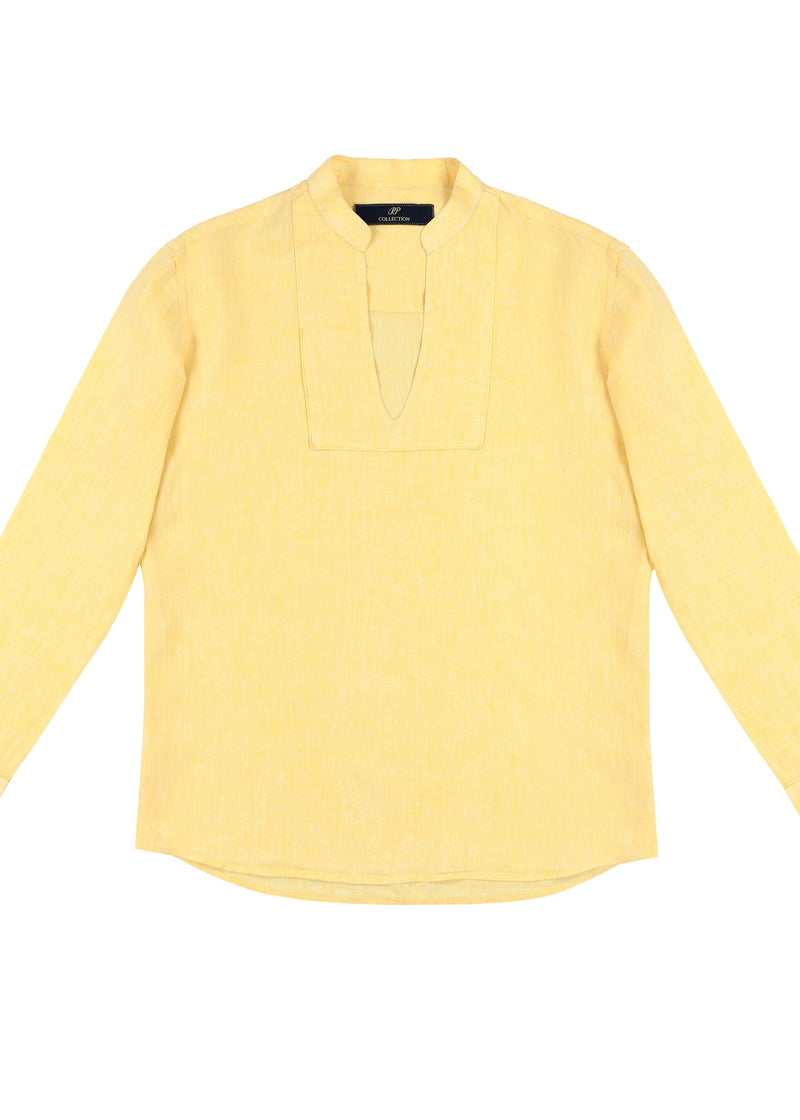 PIETER PETROS PP Shirts Cuba Linen Shirt - Lemon Yellow PIETER PETROS | PP SHIRT CUBA LEMON YELLOW Peter Petros peterpetros PieterPetros sustainable luxury fashion  designer brand  natural fabrics natural fashion