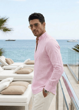 PIETER PETROS PP Shirts Cuba Linen Shirt - Pink PIETER PETROS | PP LINEN SHIRT CUBA - PINK Peter Petros peterpetros PieterPetros sustainable luxury fashion  designer brand  natural fabrics natural fashion