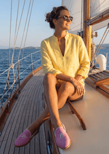 PIETER PETROS PP Shirts HER Cuba Linen Shirt - Lemon Yellow PIETER PETROS | PP CUBA | WOMEN'S LINEN SHIRT — LEMON YELLOW Peter Petros peterpetros PieterPetros sustainable luxury fashion  designer brand  natural fabrics natural fashion
