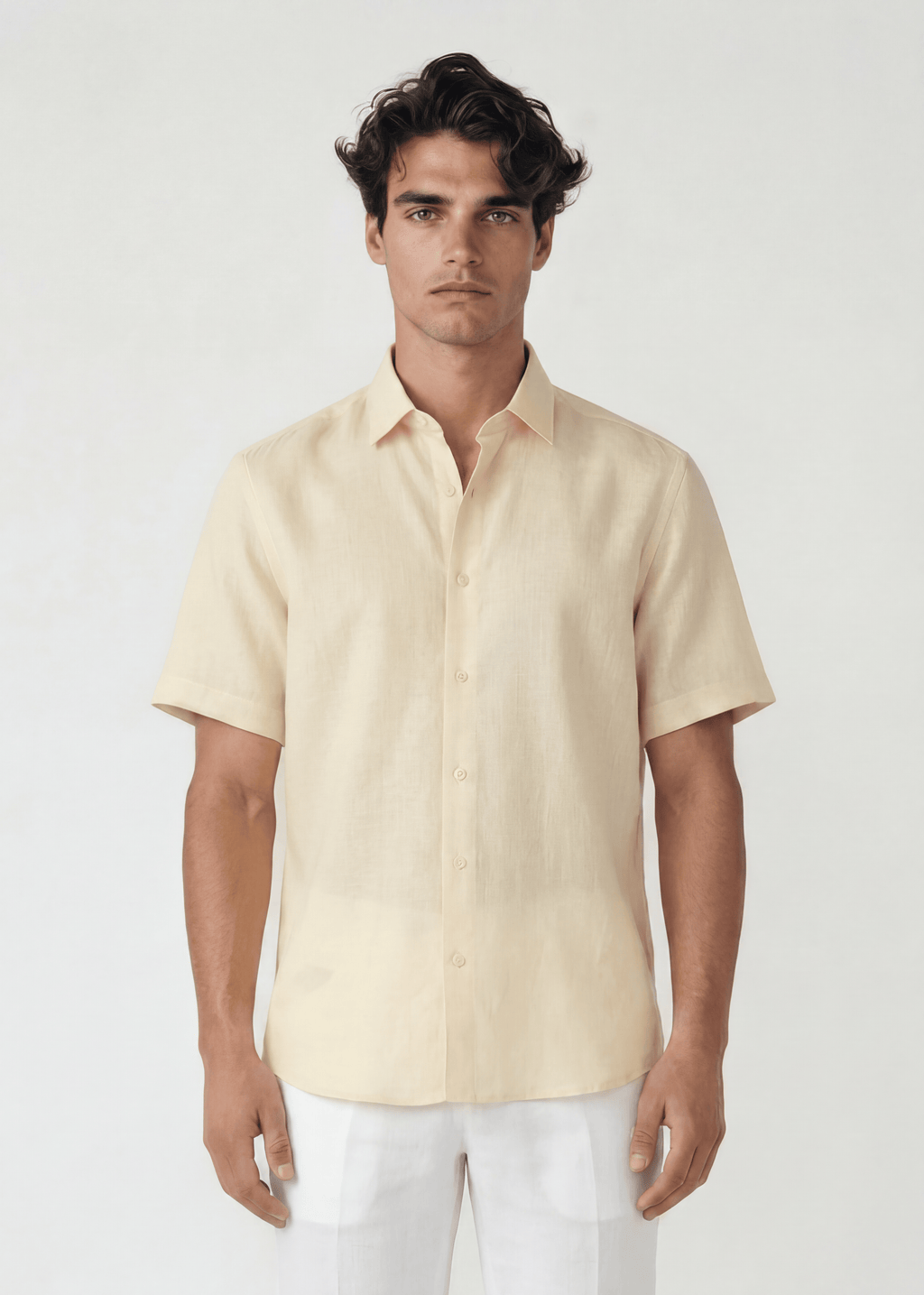 PIETER PETROS | PP LINEN SHIRT LAOS - SHORT SLEEVE - BEIGE CREAM