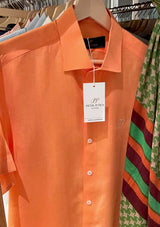 PIETER PETROS PP Shirts Laos Short Sleeve Linen Shirt - Coral Orange