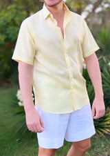 PIETER PETROS PP Shirts Laos Short Sleeve Linen Shirt - Lemon Yellow