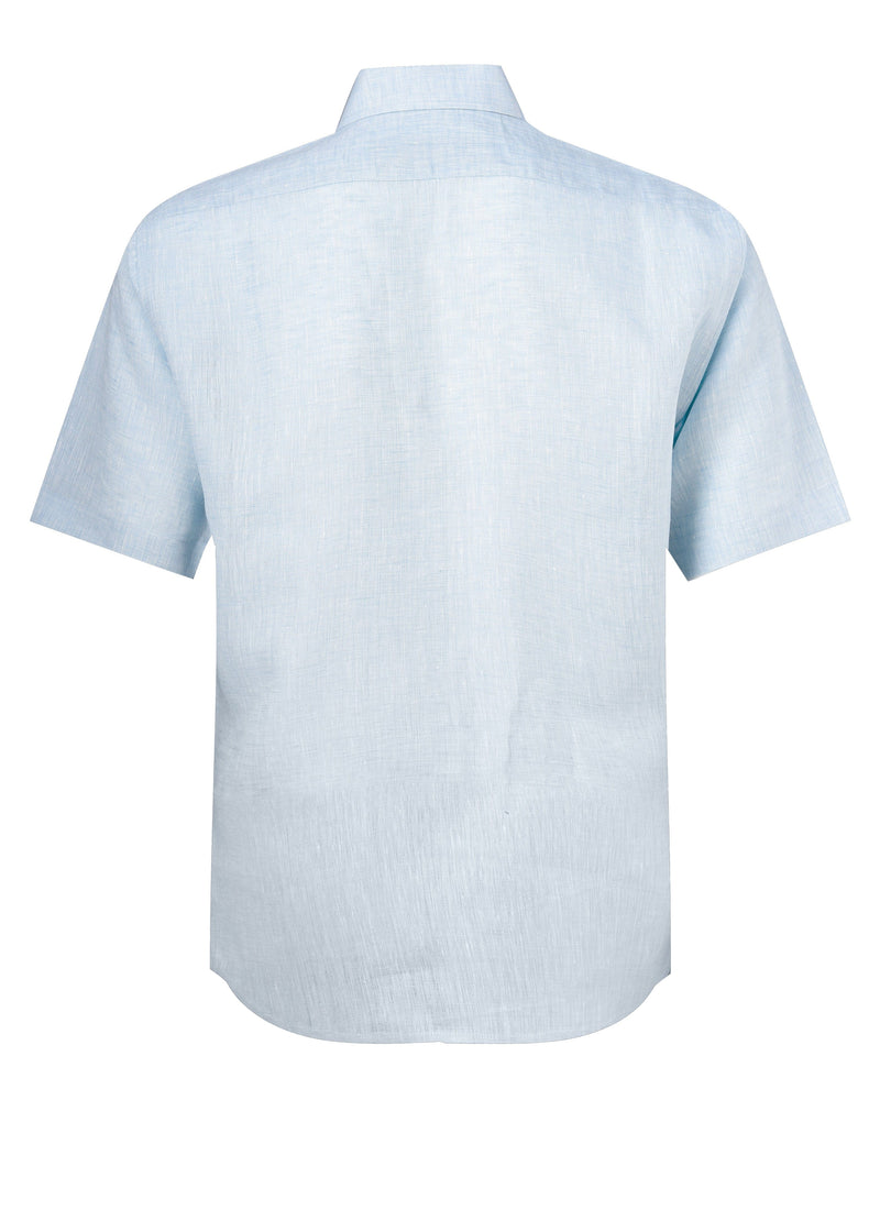 PIETER PETROS PP Shirts Laos Short Sleeve Linen Shirt - Light Blue