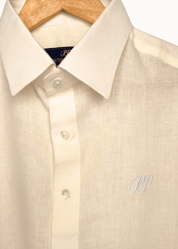 PIETER PETROS PP Shirts Laos Short Sleeve Linen Shirt - Oyster