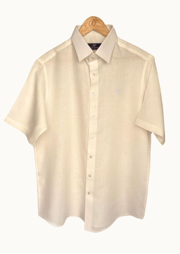 PIETER PETROS PP Shirts Laos Short Sleeve Linen Shirt - Oyster