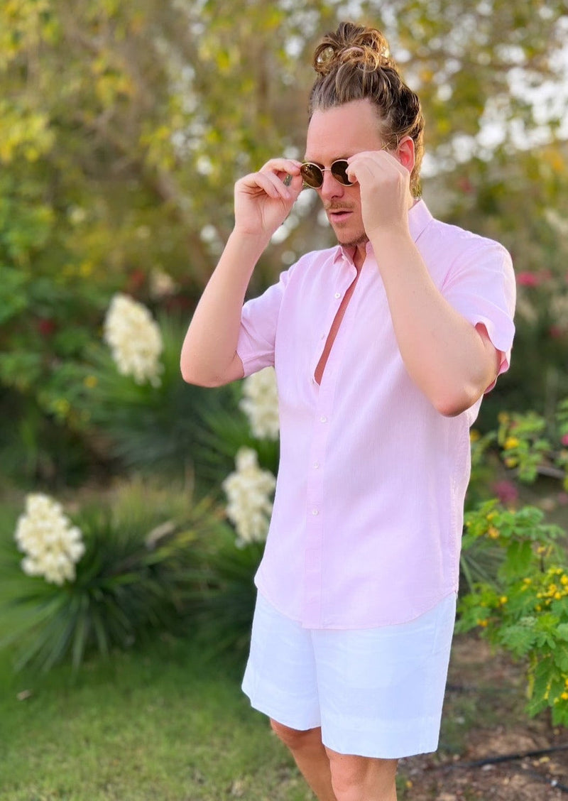 PIETER PETROS PP Shirts Laos Short Sleeve Linen Shirt - Pink