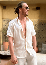 PIETER PETROS PP Shirts Laos Short Sleeve Linen Shirt - Vanille